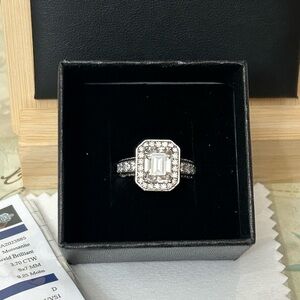 Moissanite Sterling Silver Ring, 6.5